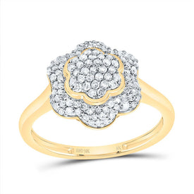 10K Yellow Gold Diamond Fashion Flower Ring 3/8 Cttw - Splendid Jewellery