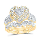 10K Yellow Gold Diamond Fashion Heart Bridal Set 1 1/5 Cttw - Splendid Jewellery