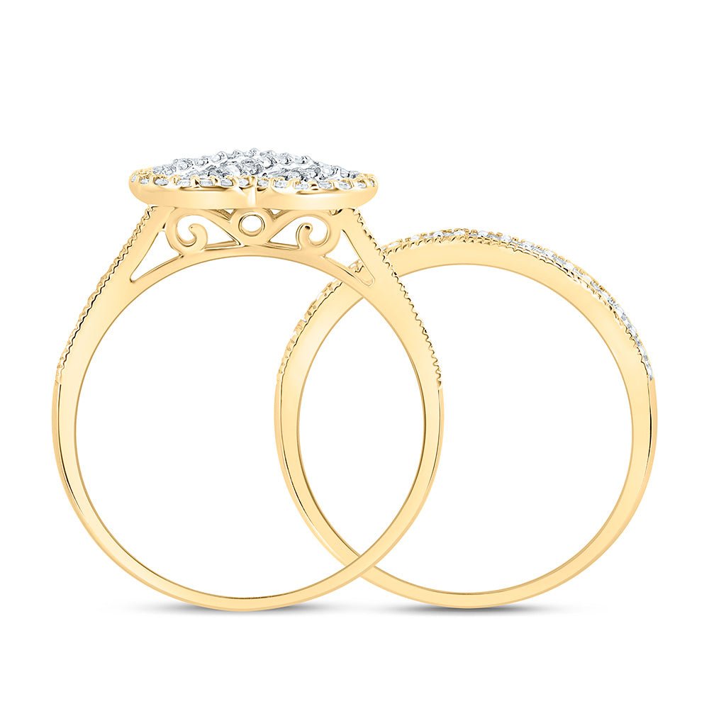 10K Yellow Gold Diamond Fashion Heart Bridal Set 1/2 Cttw - Splendid Jewellery