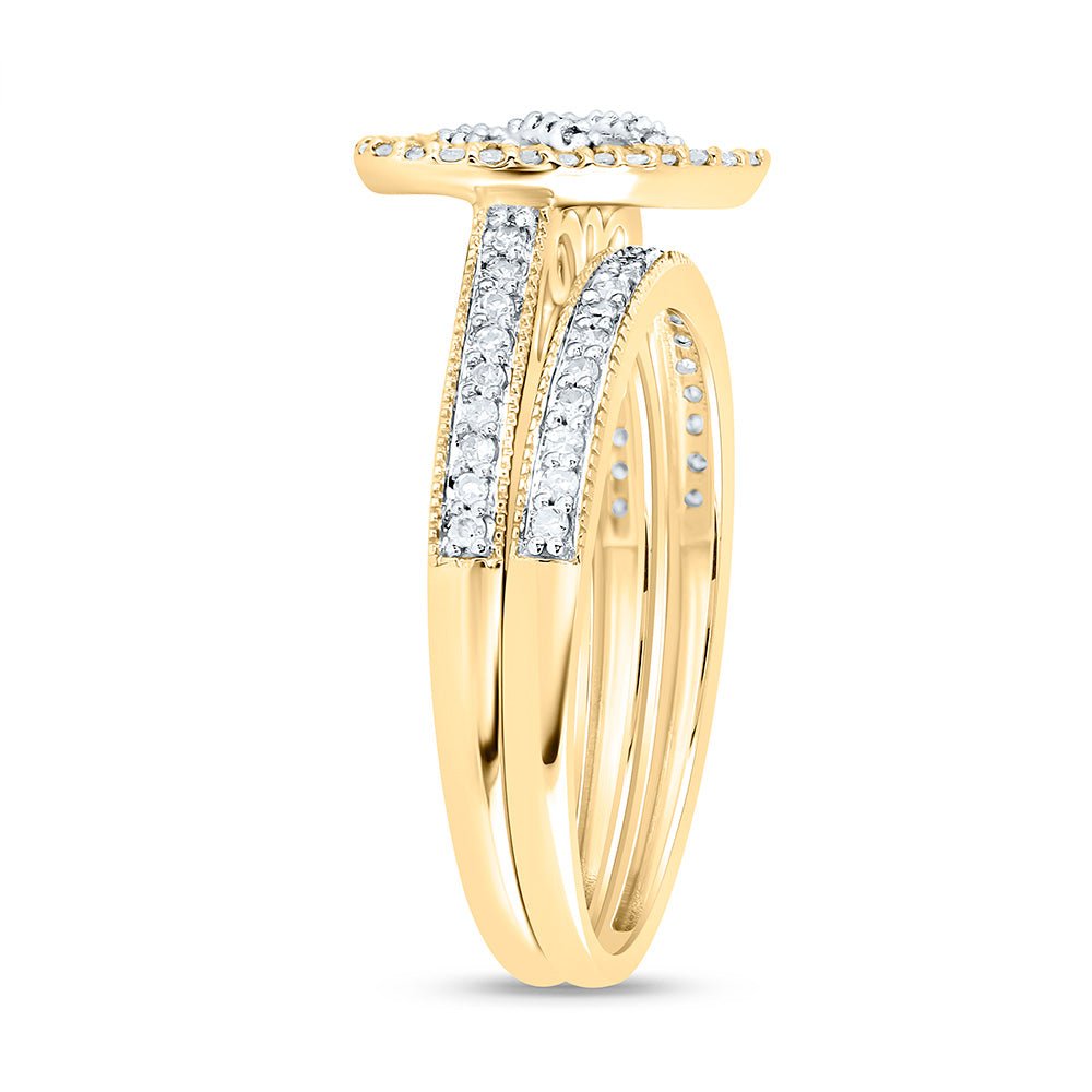 10K Yellow Gold Diamond Fashion Heart Bridal Set 1/2 Cttw - Splendid Jewellery