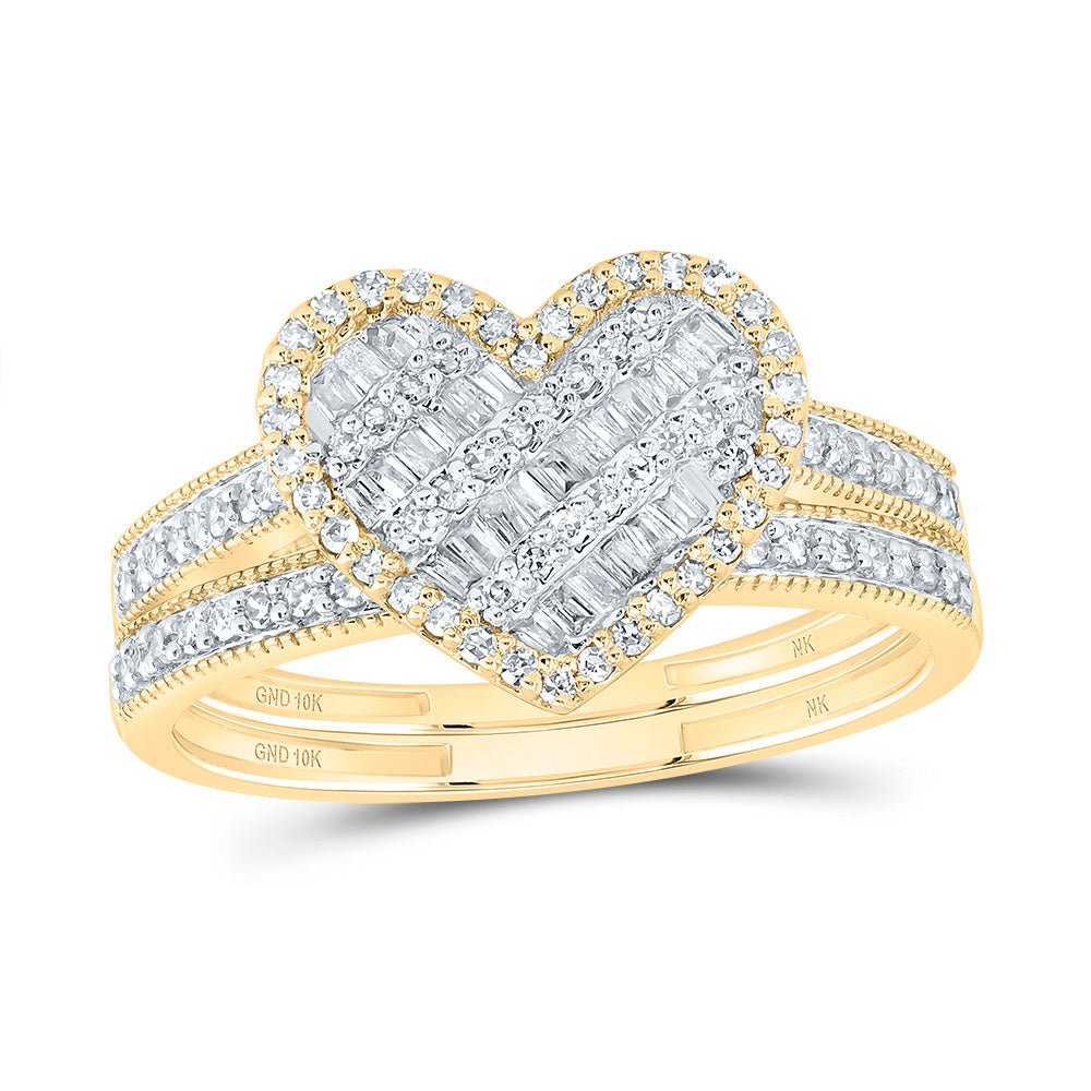 10K Yellow Gold Diamond Fashion Heart Bridal Set 1/2 Cttw - Splendid Jewellery