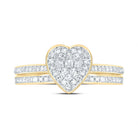 10K Yellow Gold Diamond Fashion Heart Bridal Set 1/3 Cttw - Splendid Jewellery