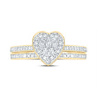10K Yellow Gold Diamond Fashion Heart Bridal Set 1/3 Cttw - Splendid Jewellery