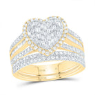 10K Yellow Gold Diamond Fashion Heart Bridal Set 3/4 Cttw - Splendid Jewellery