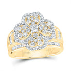 10K Yellow Gold Diamond Fashion Heart Clover Ring 1 3/8 Cttw - Splendid Jewellery