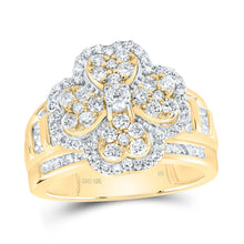 Load image into Gallery viewer, 10K Yellow Gold Diamond Fashion Heart Clover Ring 1 3/8 Cttw - Splendid Jewellery