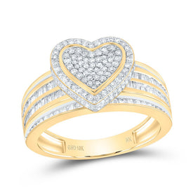 10K Yellow Gold Diamond Fashion Heart Ring 1 1/3 Cttw - Splendid Jewellery