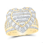 10K Yellow Gold Diamond Fashion Heart Ring 1 7/8 Cttw - Splendid Jewellery