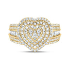 10K Yellow Gold Diamond Fashion Heart Ring 1 Cttw - Splendid Jewellery