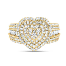 Load image into Gallery viewer, 10K Yellow Gold Diamond Fashion Heart Ring 1 Cttw - Splendid Jewellery