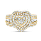 10K Yellow Gold Diamond Fashion Heart Ring 1 Cttw - Splendid Jewellery