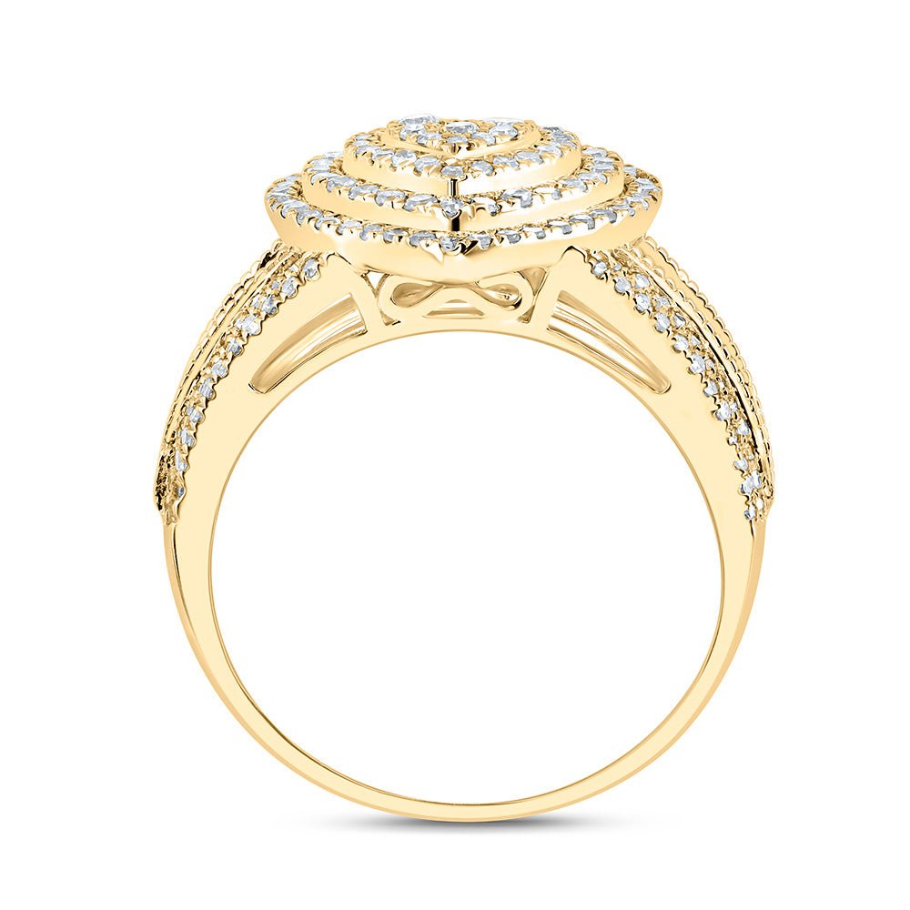 10K Yellow Gold Diamond Fashion Heart Ring 1 Cttw - Splendid Jewellery