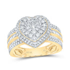 10K Yellow Gold Diamond Fashion Heart Ring 1 Cttw - Splendid Jewellery
