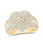 10K Yellow Gold Diamond Fashion Heart Ring 1 Cttw - Splendid Jewellery