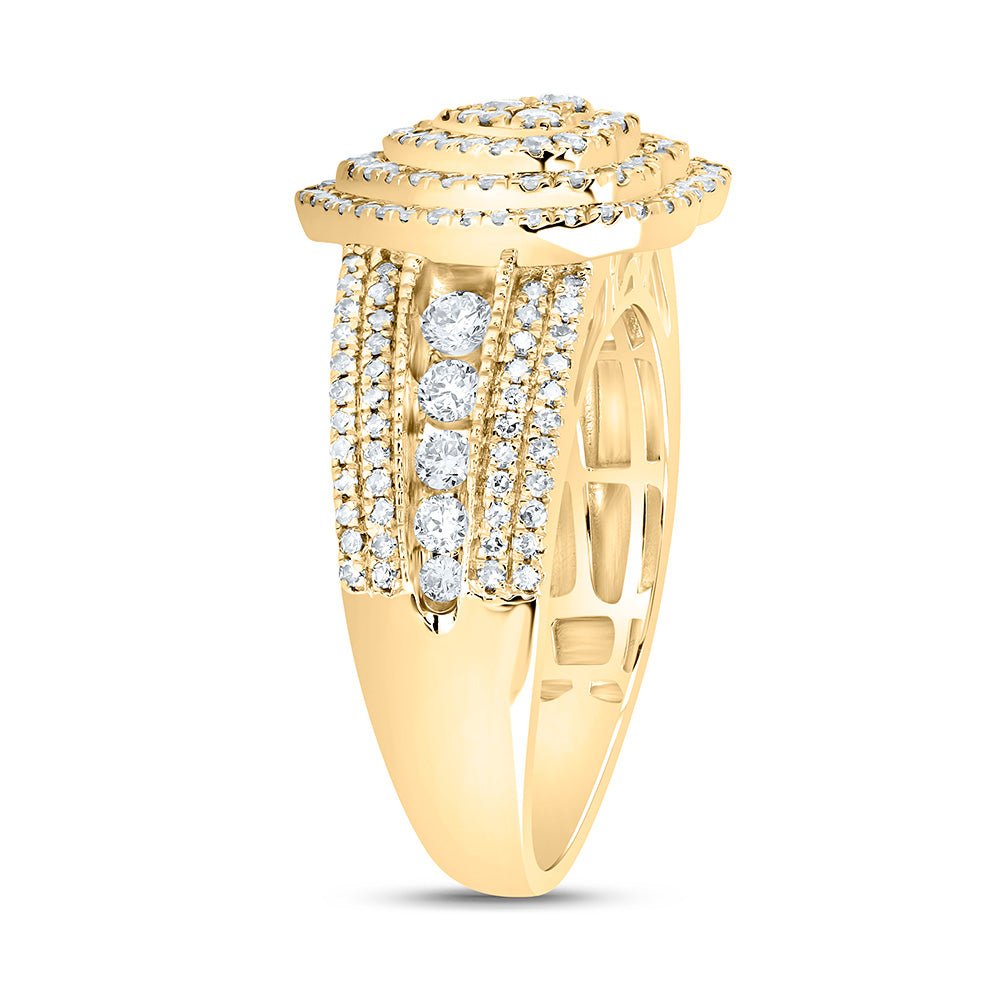 10K Yellow Gold Diamond Fashion Heart Ring 1 Cttw - Splendid Jewellery