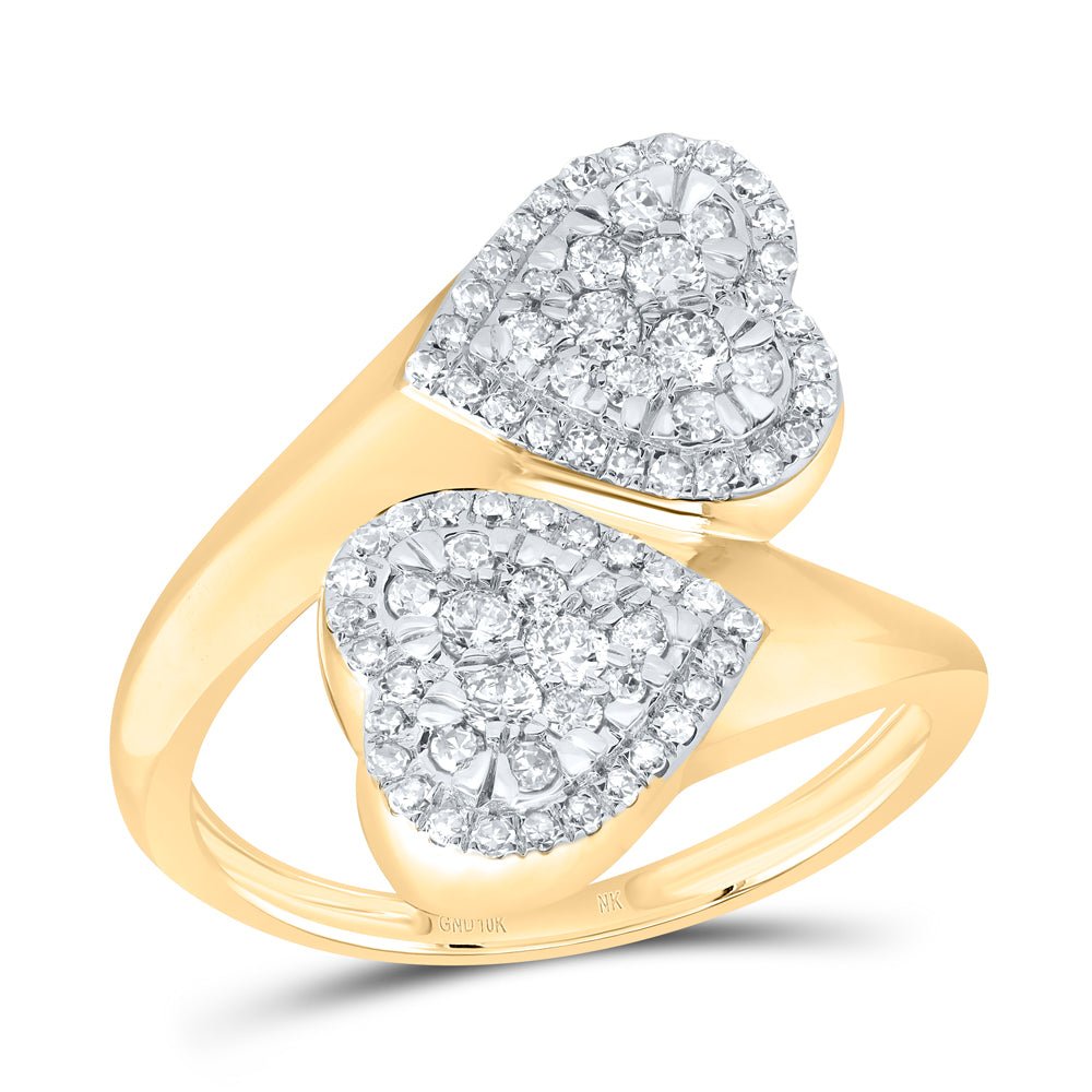 10K Yellow Gold Diamond Fashion Heart Ring 1/2 Cttw - Splendid Jewellery