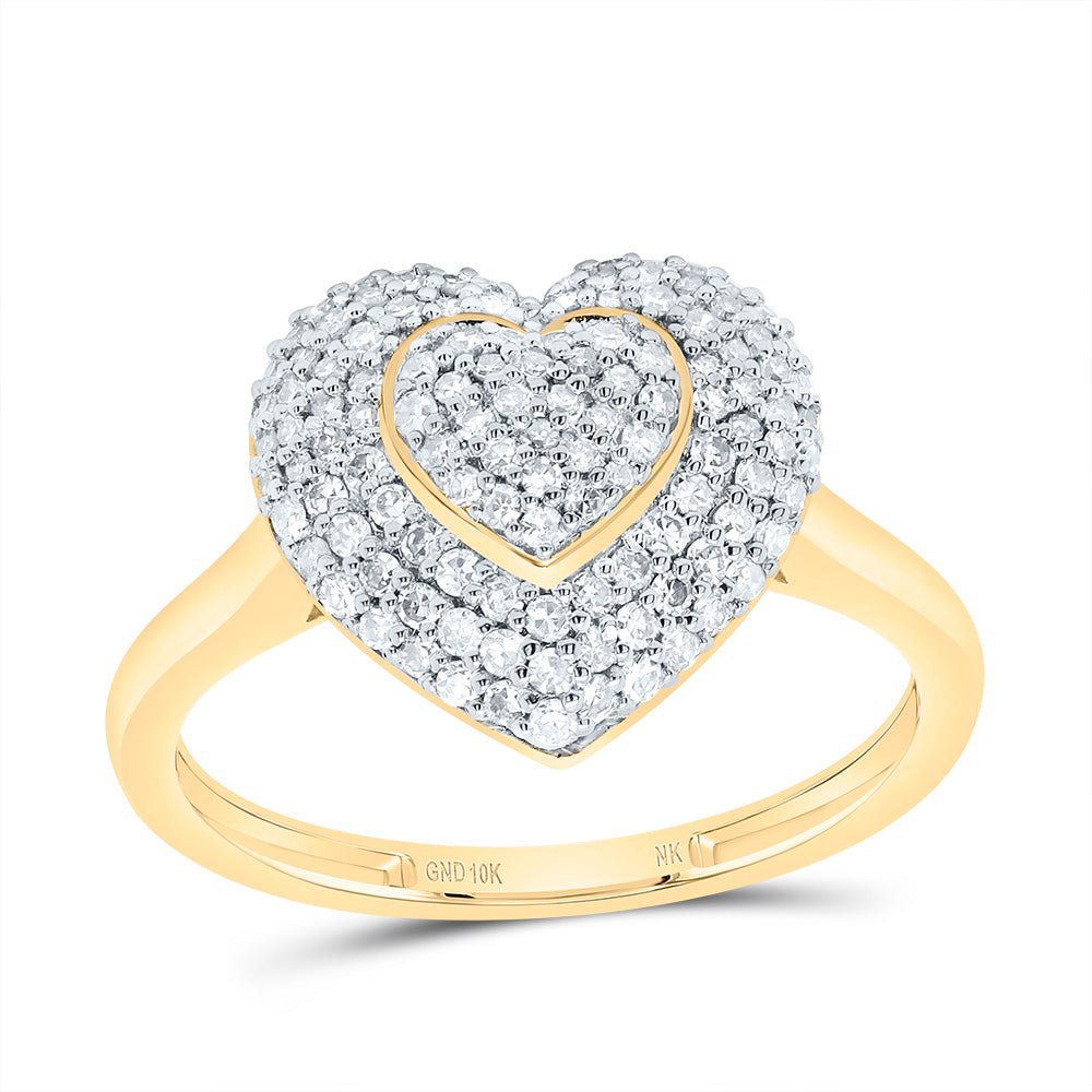 10K Yellow Gold Diamond Fashion Heart Ring 1/2 Cttw - Splendid Jewellery