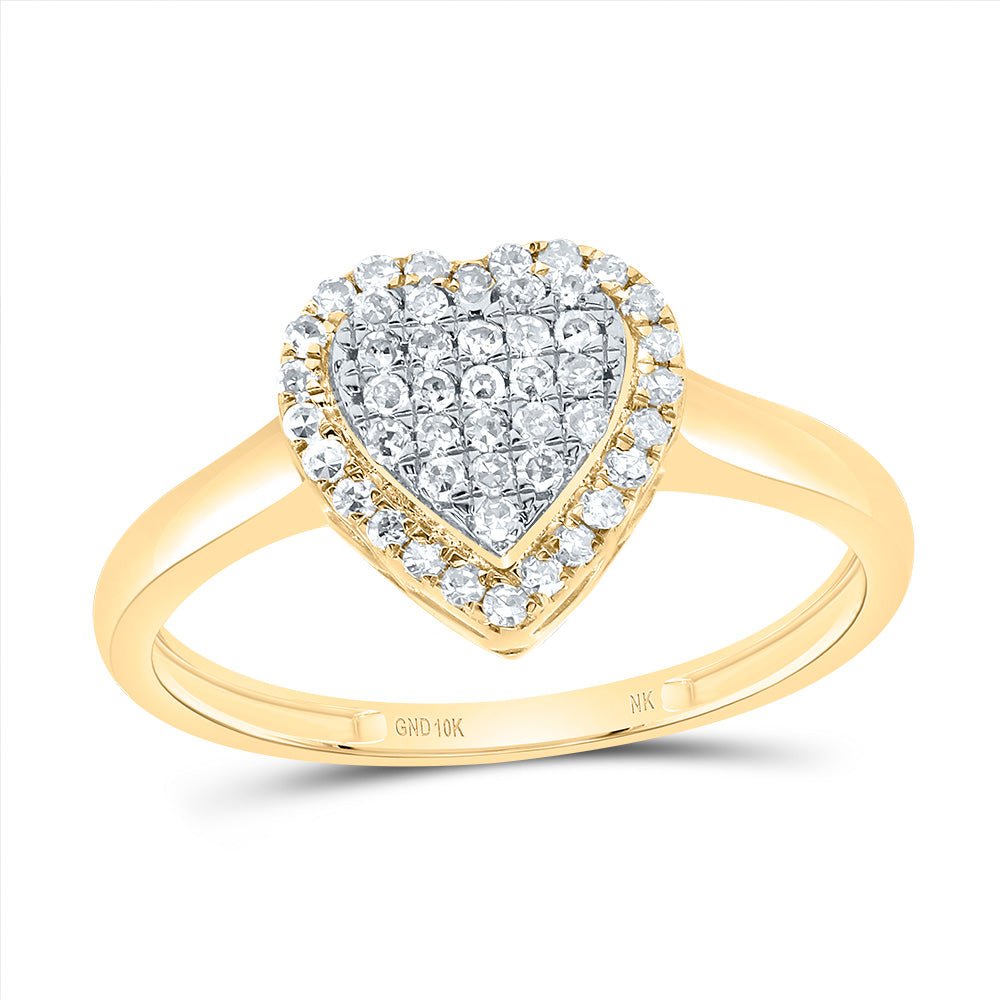 10K Yellow Gold Diamond Fashion Heart Ring 1/4 Cttw - Splendid Jewellery
