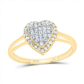 10K Yellow Gold Diamond Fashion Heart Ring 1/4 Cttw - Splendid Jewellery