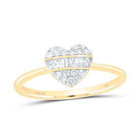 10K Yellow Gold Diamond Fashion Heart Ring 1/4 Cttw - Splendid Jewellery