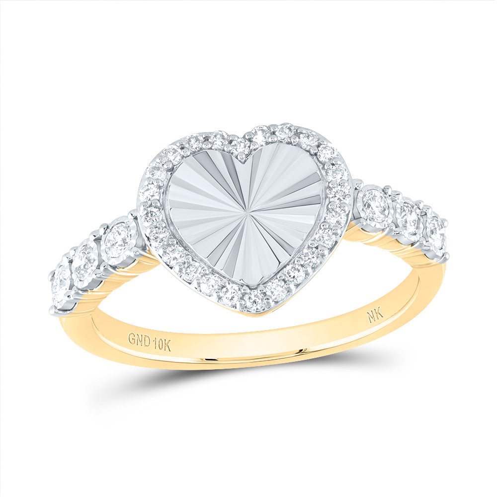 10K Yellow Gold Diamond Fashion Heart Ring 1/4 Cttw - Splendid Jewellery