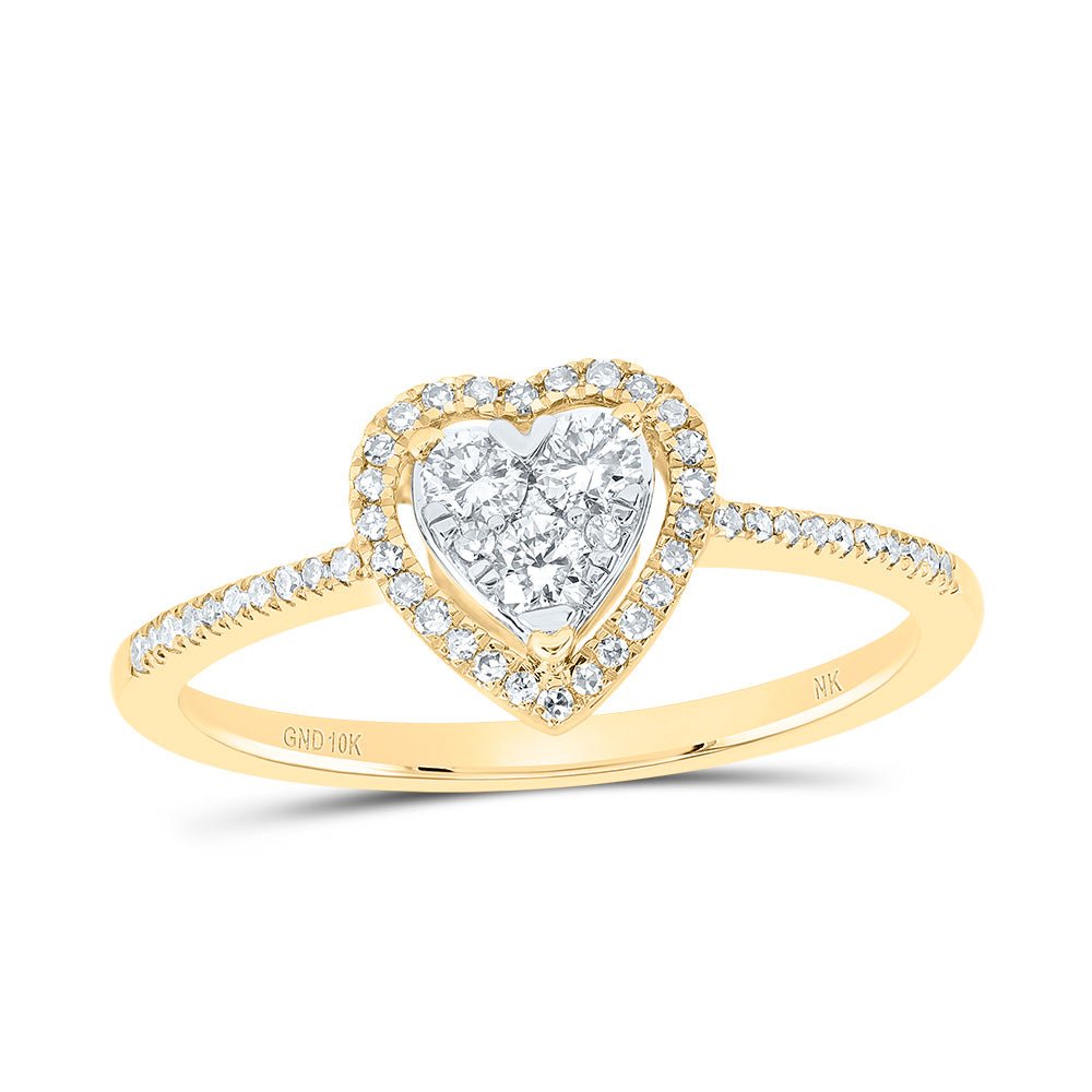 10K Yellow Gold Diamond Fashion Heart Ring 1/4 Cttw - Splendid Jewellery