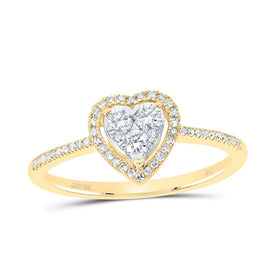10K Yellow Gold Diamond Fashion Heart Ring 1/4 Cttw - Splendid Jewellery