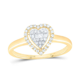 10K Yellow Gold Diamond Fashion Heart Ring 1/5 Cttw - Splendid Jewellery