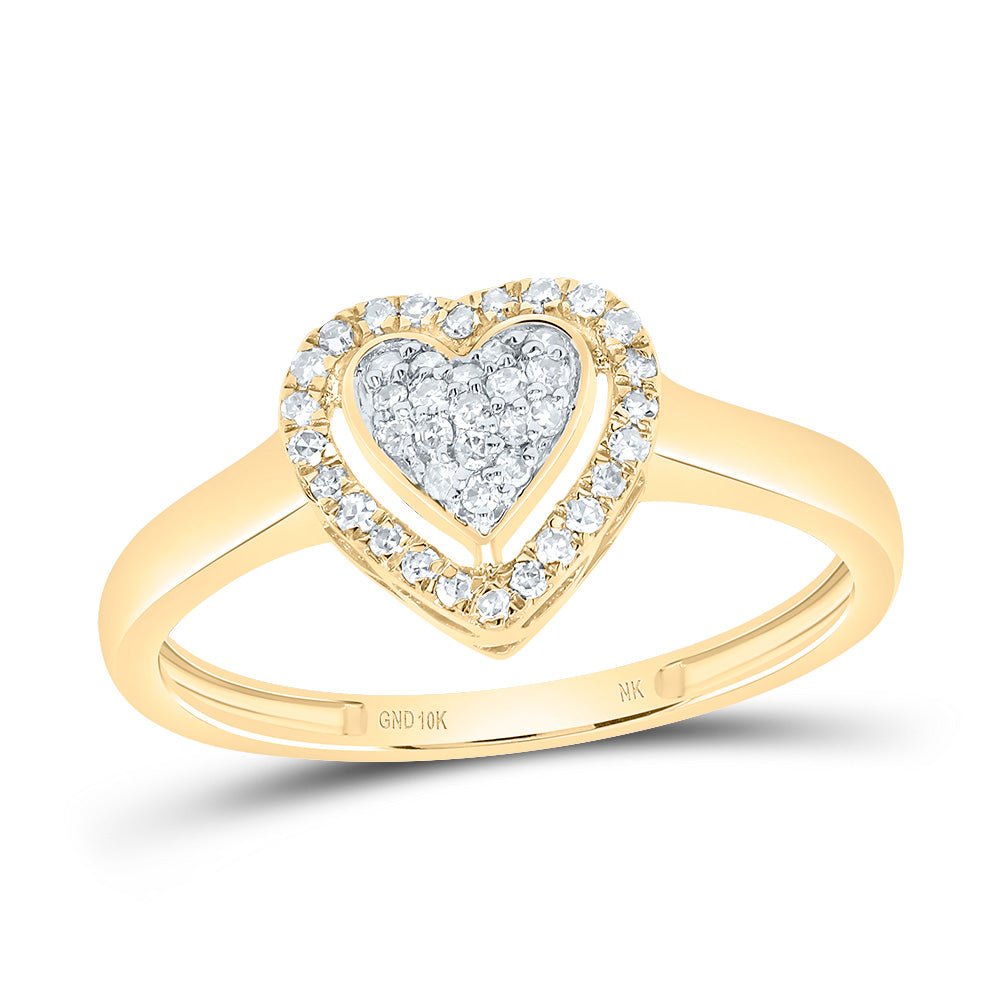10K Yellow Gold Diamond Fashion Heart Ring 1/6 Cttw - Splendid Jewellery
