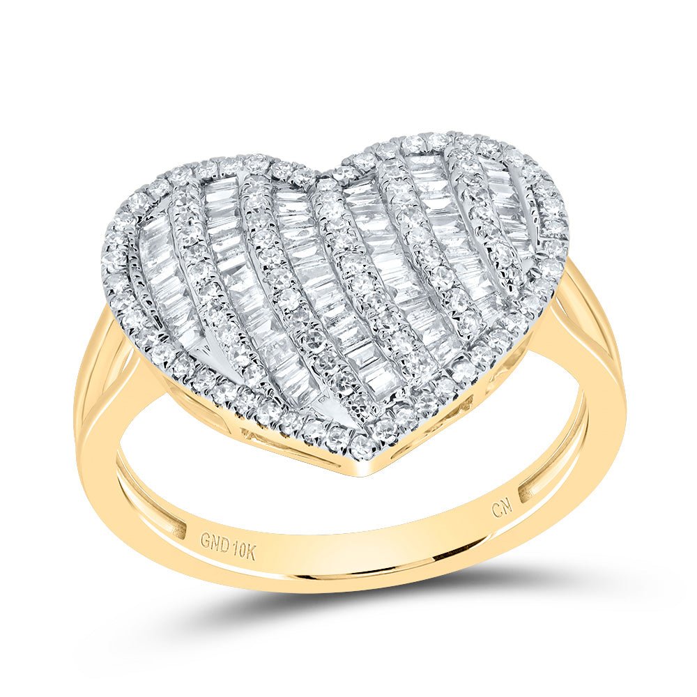 10K Yellow Gold Diamond Fashion Heart Ring 5/8 Cttw - Splendid Jewellery