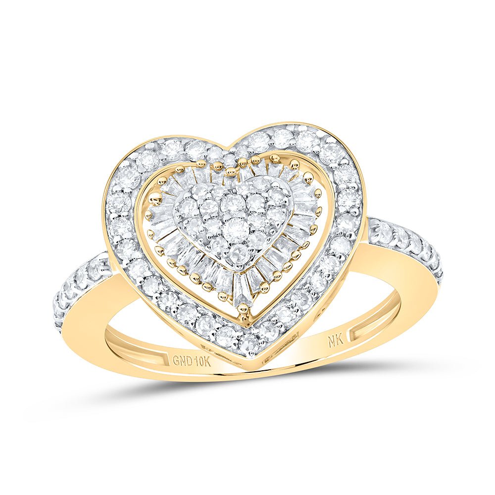 10K Yellow Gold Diamond Fashion Heart Ring 5/8 Cttw - Splendid Jewellery
