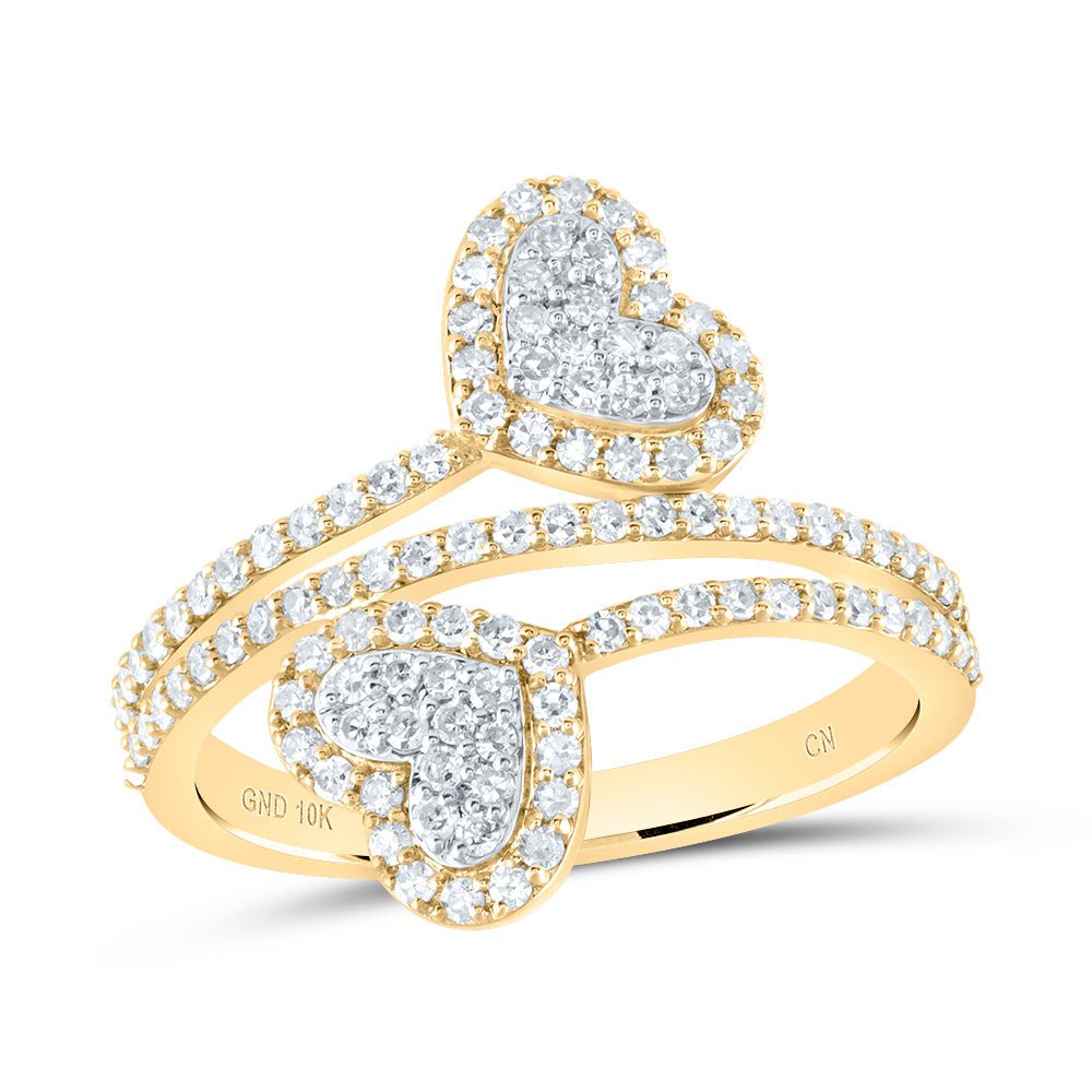 10K Yellow Gold Diamond Fashion Heart Ring 5/8 Cttw - Splendid Jewellery
