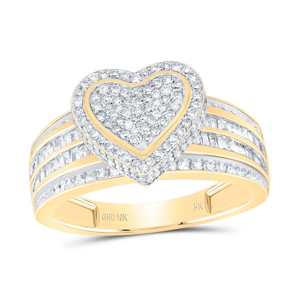 10K Yellow Gold Diamond Fashion Heart Ring 5/8 Cttw - Splendid Jewellery