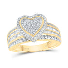 10K Yellow Gold Diamond Fashion Heart Ring 7/8 Cttw - Splendid Jewellery