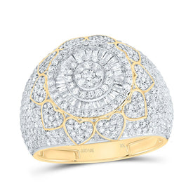 10K Yellow Gold Diamond Fashion Heart Women's Ring 1 1/2 Cttw - Splendid Jewellery