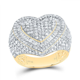 10K Yellow Gold Diamond Fashion Heart Women's Ring 1 7/8 Cttw - Splendid Jewellery