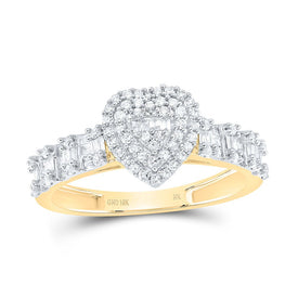 10K Yellow Gold Diamond Fashion Heart Women's Ring 1/2 Cttw - Splendid Jewellery