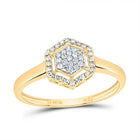 10K Yellow Gold Diamond Fashion Hexagon Ring 1/6 Cttw - Splendid Jewellery