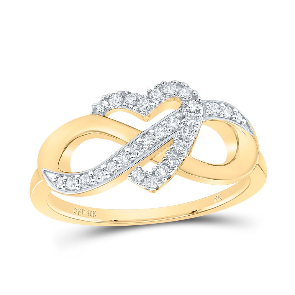 10K Yellow Gold Diamond Fashion Infinity Heart Ring 1/5 Cttw - Splendid Jewellery