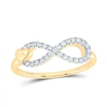 Load image into Gallery viewer, 10K Yellow Gold Diamond Fashion Infinity Heart Ring 1/6 Cttw - Splendid Jewellery