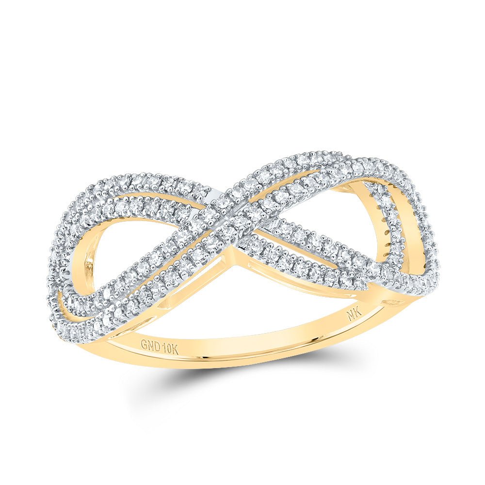 10K Yellow Gold Diamond Fashion Infinity Ring 1/3 Cttw - Splendid Jewellery