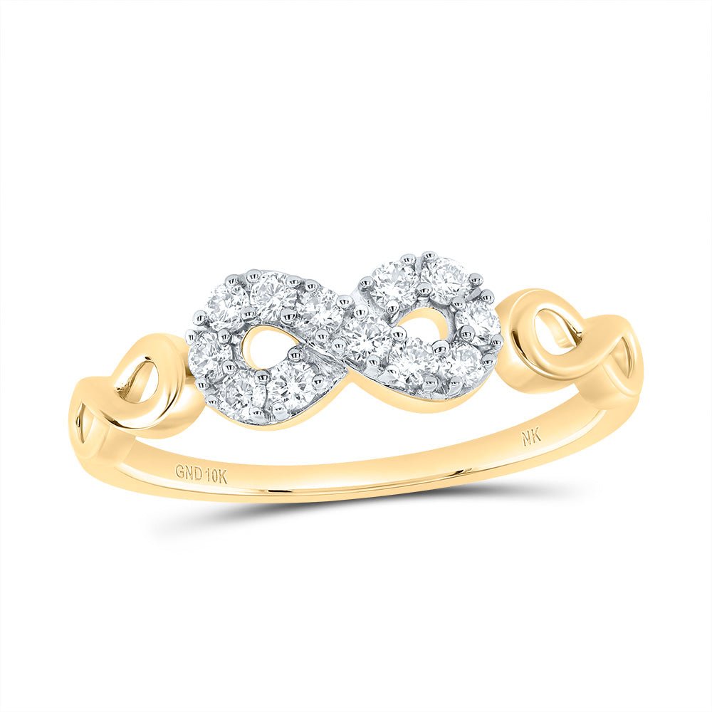 10K Yellow Gold Diamond Fashion Infinity Ring 1/4 Cttw - Splendid Jewellery