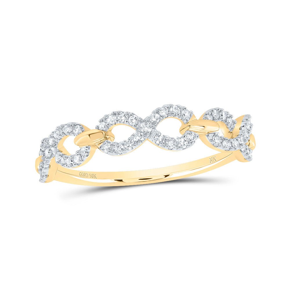10K Yellow Gold Diamond Fashion Infinity Ring 1/4 Cttw - Splendid Jewellery