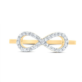 10K Yellow Gold Diamond Fashion Infinity Ring 1/6 Cttw - Splendid Jewellery