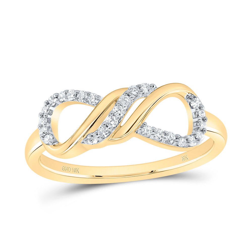 10K Yellow Gold Diamond Fashion Infinity Ring 1/6 Cttw - Splendid Jewellery