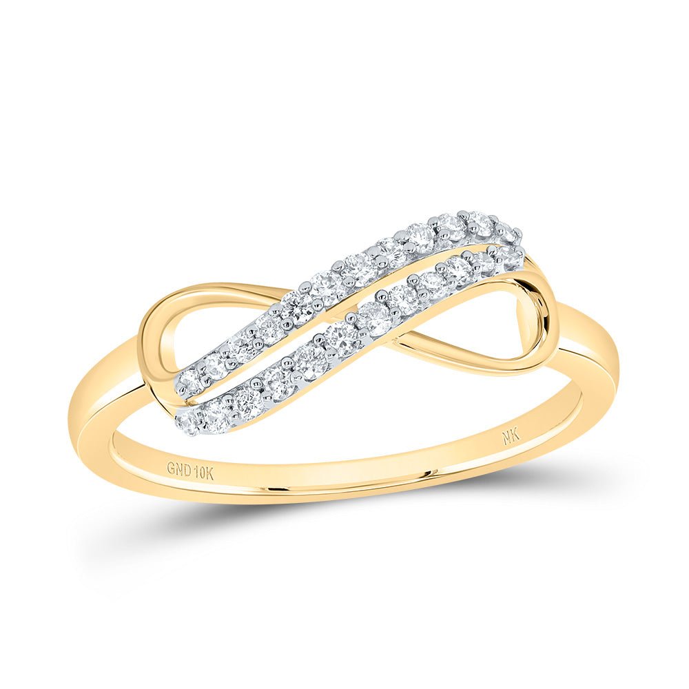10K Yellow Gold Diamond Fashion Infinity Ring 1/6 Cttw - Splendid Jewellery