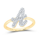 10K Yellow Gold Diamond Fashion Initial "A" Ring 1/4 Cttw - Splendid Jewellery