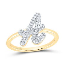 Load image into Gallery viewer, 10K Yellow Gold Diamond Fashion Initial "A" Ring 1/4 Cttw - Splendid Jewellery