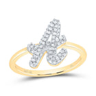 10K Yellow Gold Diamond Fashion Initial "A" Ring 1/4 Cttw - Splendid Jewellery