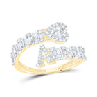 10K Yellow Gold Diamond Fashion Initial "A" Women's Heart Cuff Ring 1/2 Cttw - Splendid Jewellery